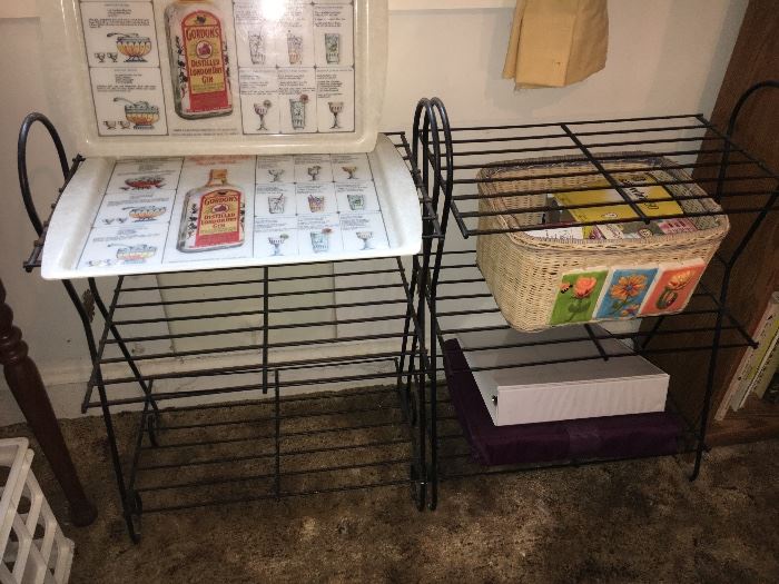 Two vintage wire magazine racks/shelves.