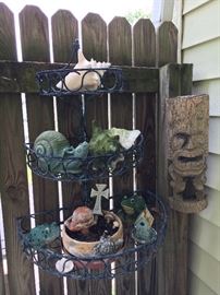 Lots of outdoor decor, garden items and fence hangers.