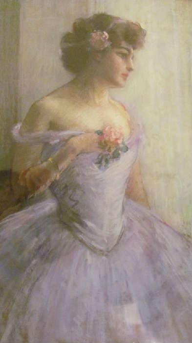 Louis Kronberg. Large Portrait. Titled "The Rose". Signed and Dated 1906. Paris .