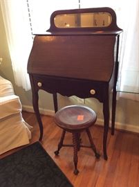 Drop front secretary, Victorian piano stool