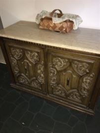 Mid century console with marble top