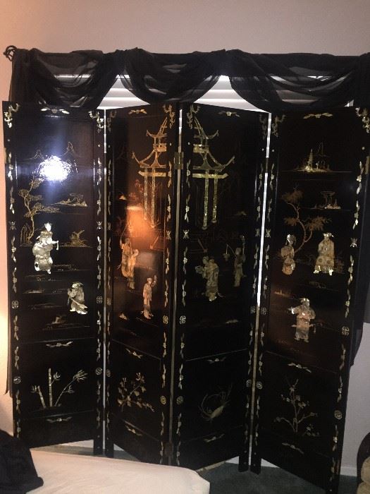 Mother of Pearl Chinoserie Dressing Screen