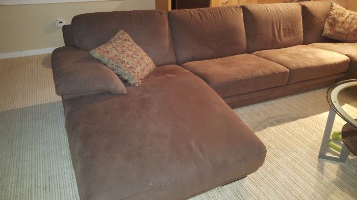Microsuede Sectional with double loungers made by Natuzzi. 