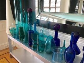 Many pieces of extraordinary Vineyard Glassworks signed pieces -- I see a vintage Blenko in there as well.