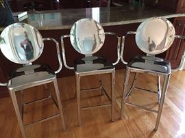 Chrome Counter Chairs in the style of Phillip Starck