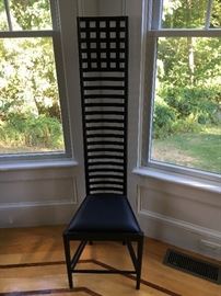 Charles Rennie Macintosh Hill House Ladder Back Chair: The chair is named after the Hill House in Scotland, It was exclusively designed for the 'White Bedroom'. Macintosh felt that in this case the design was far more important than the function, and the chair was intended more as an art piece than to actually be used as a chair. 