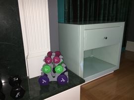Weights - white side table is not for sale