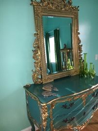 Louis XV carved wood and molded gesso mirror - gold gilt, late 19th c.