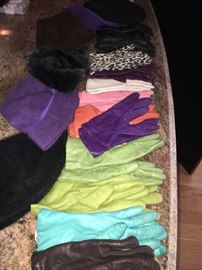 Leather gloves, hats, etc.