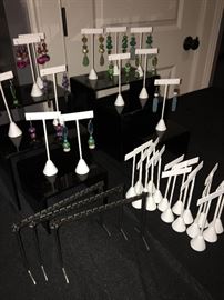 Many fabulous earings -- the metal display stands are for sale as well!