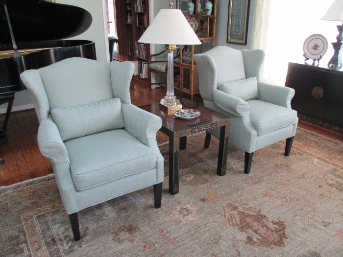 Two Custom Wing Back "Mary Chairs" by Calico Corners Custom Furniture.  Like new!