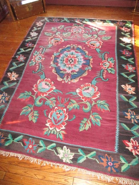 Antique Romanian Kirin hand woven rug.  7' x 10'3"