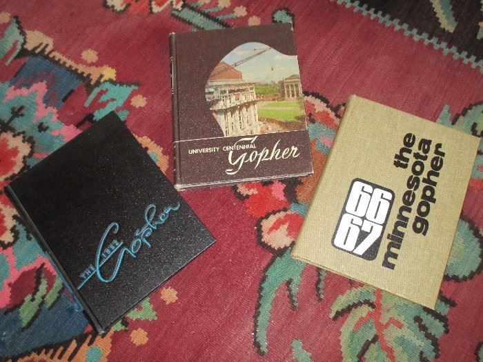 Vintage "Gopher" yearbooks including the 1951 University Centennial book
