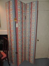 One of Two Custom Tall Upholstered Screens