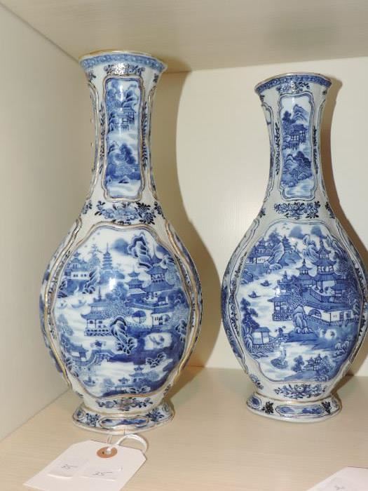 Pair of Nanking Tall Matching Garniture Vases
