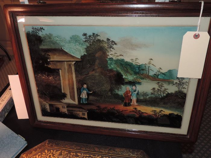 Antique Chinese reverse painting on glass