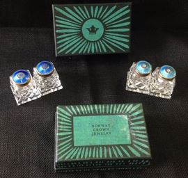 Salt & Pepper Shakers with Enamel Tops