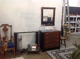 Hitchcock Chest with Mirror, Fireplace Set