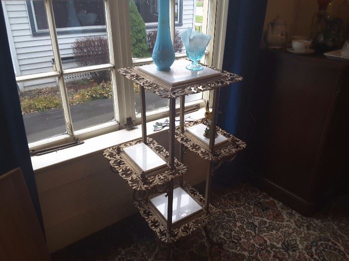 Brass & marble etagere