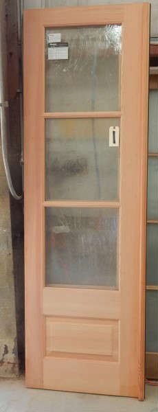 Pair of custom mahogany doors with rain glass