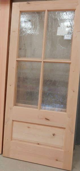 Knotty Alder wood with custom rain glass 