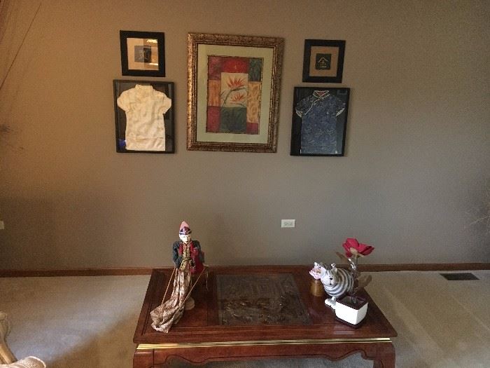 oriental coffee table and figurines 