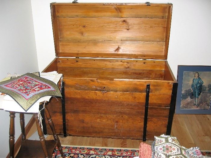 antique extra large pine blanket chest