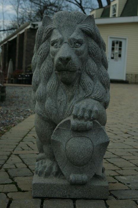 Granite lion (pair or separate) available at business.