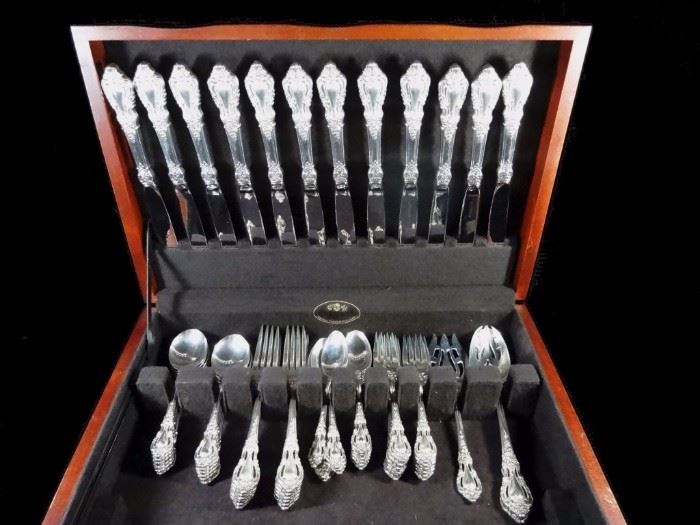 63 PC LUNT STERLING SILVER FLATWARE, SERVICE FOR 12, ELOQUENCE PATTERN