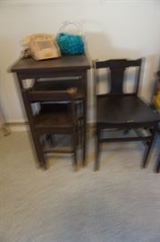 Telephone stand and extra side chair