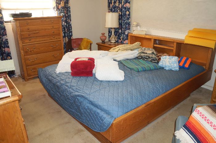 KING platform bed with under bed storage.  Mattress is in great condition.