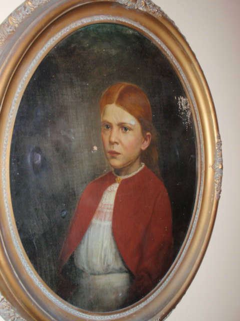 Early Oil painting in oval frame