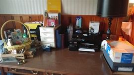 Desk and school and work supplies