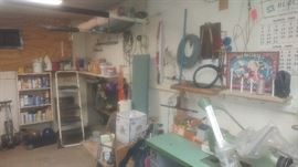 Garage, tool, upholstery supplies, spray paint and more