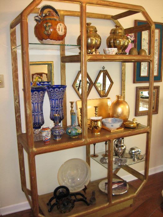 Midcentury/mod look display. This is just a fraction of all the great decorative items of all shapes, sizes and decors