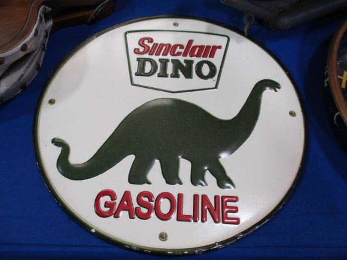 Sinclair Dino tin sign