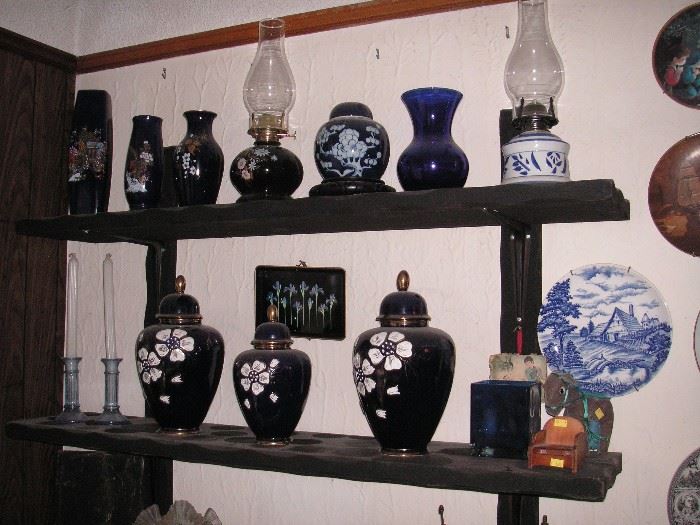 Japan & German cobalt pottery