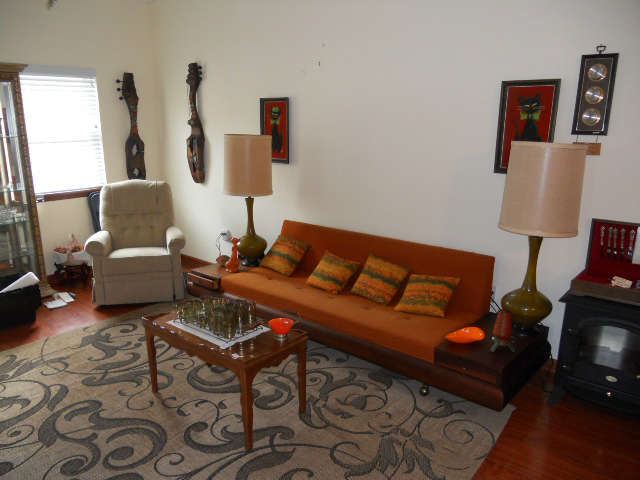 Rare Mid Century modern sofa with attached end tables