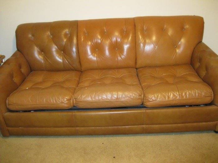 Several shades of tan & Brown Hideaway bed sofa (great for a young person just moving out or for company.