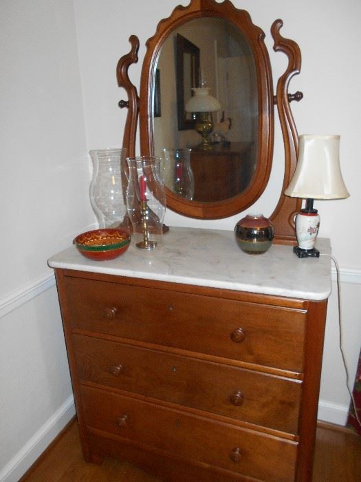 One of several nice pieces. Walnut and marble chest