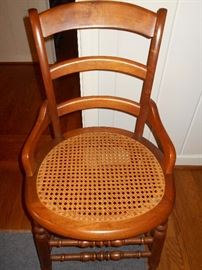 ONE OF SIX WALNUT DINING ROOM CHAIRS