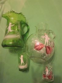 Mary Gregory Glass Pitchers & Tumblers