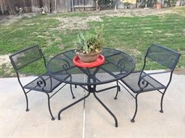 Iron Patio Set with 2 Chairs.