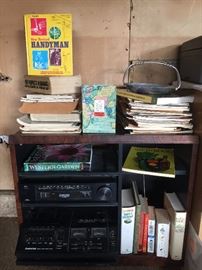 Vintage Stereo components; Variety of Books, LP's and VHS Tapes.