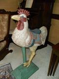 Large Carved Wooden Rooster