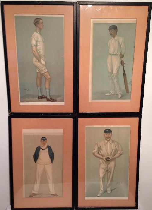 Set of 4 Cricket Lithos...Vanity Fair 1892, 1893, 1903, 1926