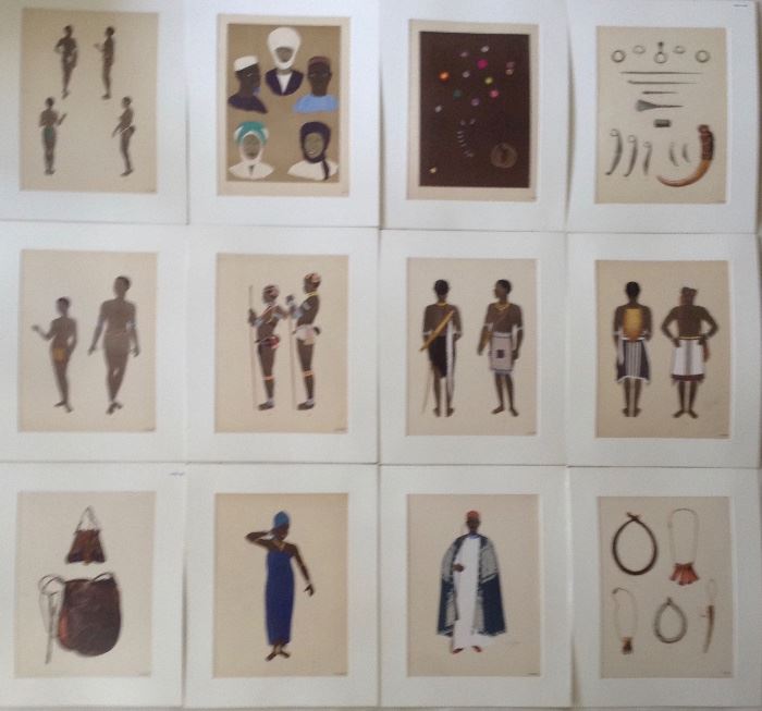 35 Sealed & Matted Serigraph Selections from Cameroon Tribes Portfolio by Emile Gallois, Paris (1882-1965)