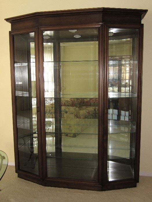 Large lighted curio cabinet