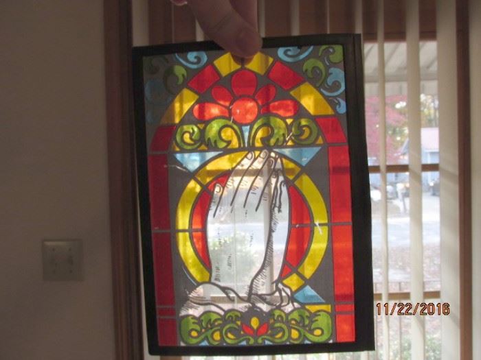 SPIRITUAL STAINED GLASS, PRAYING HANDS