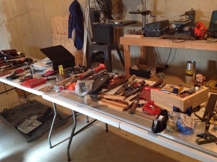 Tables of tools!  Snap on, Craftsman, Black and Decker 